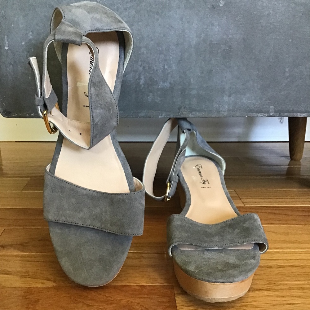Emerson Fry Wood Wedge Flatforms - Dove Grey Suede - Sample Colorway SZ 39
